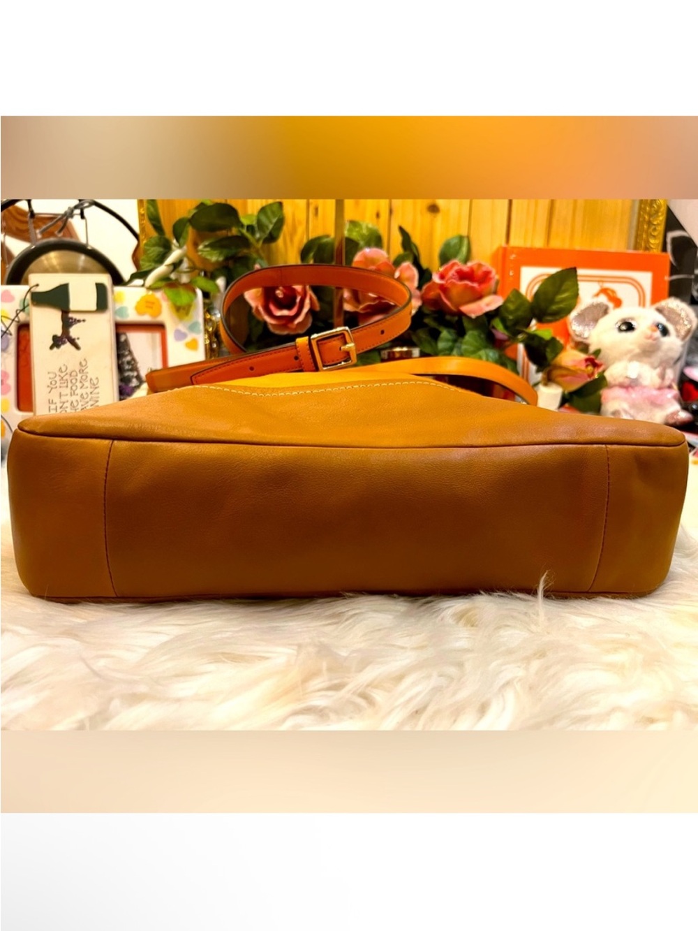 Coach Park Colorblock LeatherHobo Crossbody Tote F24369 Tan Orange EUC - Picture 7 of 11